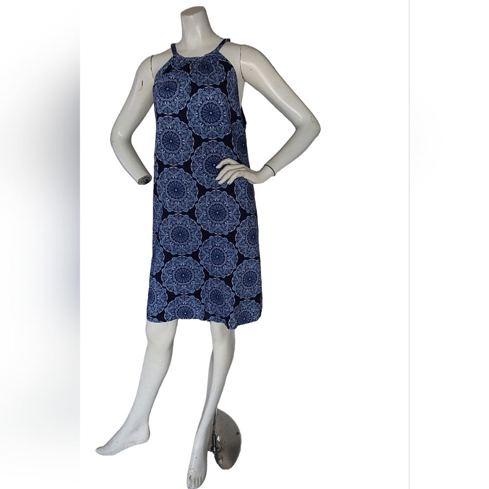 Blue‎ Patterned Sleeveless Dress